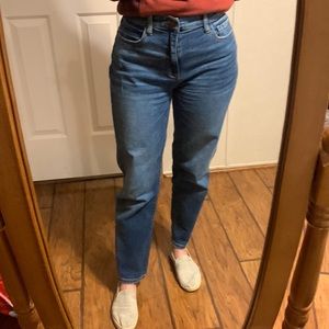 Sneak peek denim, high rise boyfriend jean with destress